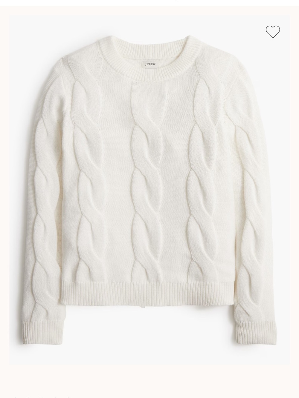 J. Crew White Cable-Knit Crewneck Sweater
